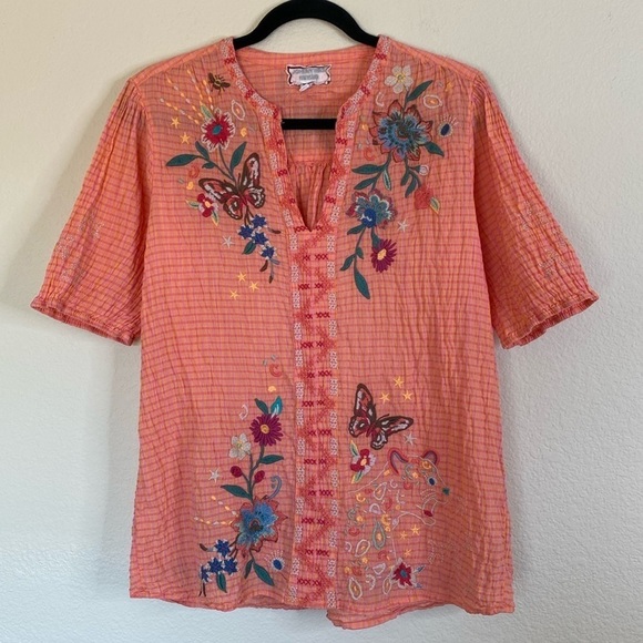 Johnny Was Olinda puff sleeve effortless blouse medium EUC - Picture 2 of 9
